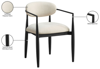 Riccio - Fabric Dining Arm Chair (Set of 2) - Black Frame