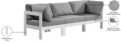 Nizuc - Outdoor Patio 3 Seat Modular Sofa With White Frame
