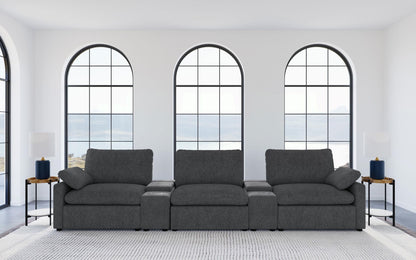 Collins 5-Piece Power Reclining Home Theater Seating Dark Grey