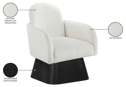 Marlowe - Linen Textured Fabric Upholstered Swivel Accent Chair - Stained Black