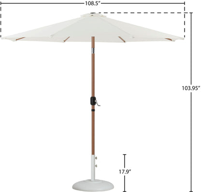 Fiji - Aluminum Patio Umbrella With Round White And Teak Base