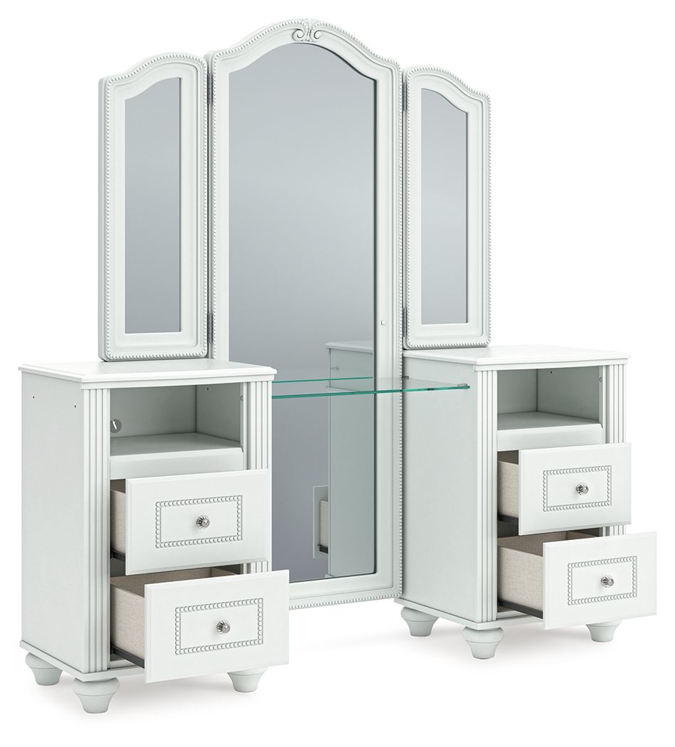 Kozlani - 3 Pc. - Vanity, Mirror And Stool - White