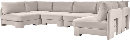 Hammond - Velvet Performance Fabric Upholstered 6 Piece U-Shaped Armless Sectional