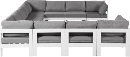 Nizuc - Outdoor Patio 11 Piece Modular Sectional With White Frame
