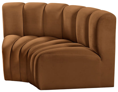 Arc - Velvet 2 Piece Modular Sofa - Saddle