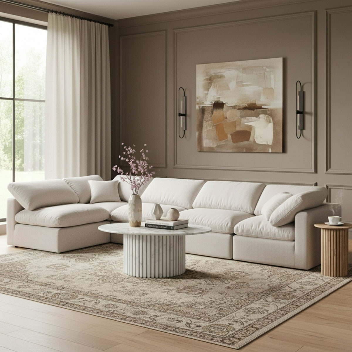 Indulge - Linen 5 Piece Modular Sectional