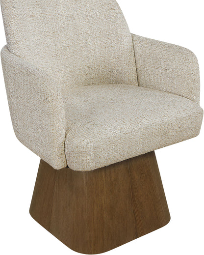 Marlowe - Linen Textured Fabric Upholstered Swivel Dining Arm Chair - Stained Brown