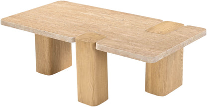 Ravenna - Genuine Fabric Travertine And Oak Wood Table
