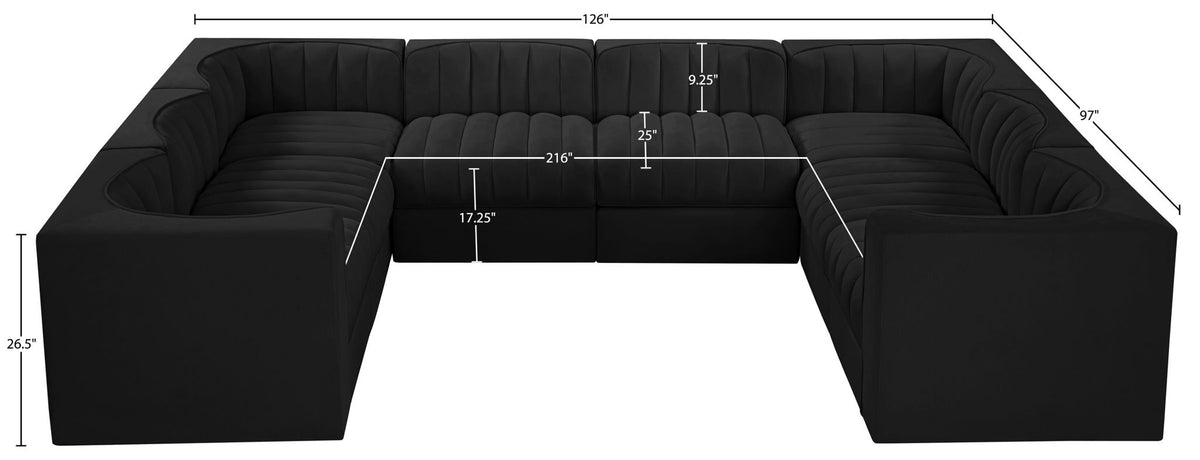 Rummi - Velvet Performance Fabric Upholstered Modular Sectional