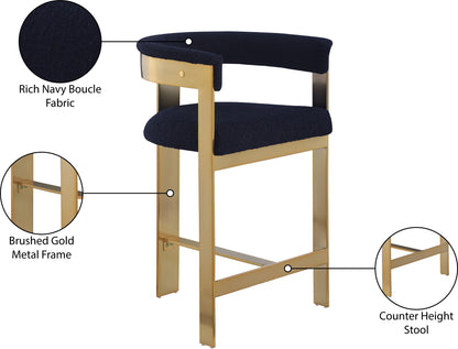 Romeo - Boucle Counter Stool With Gold Base (Set of 2)