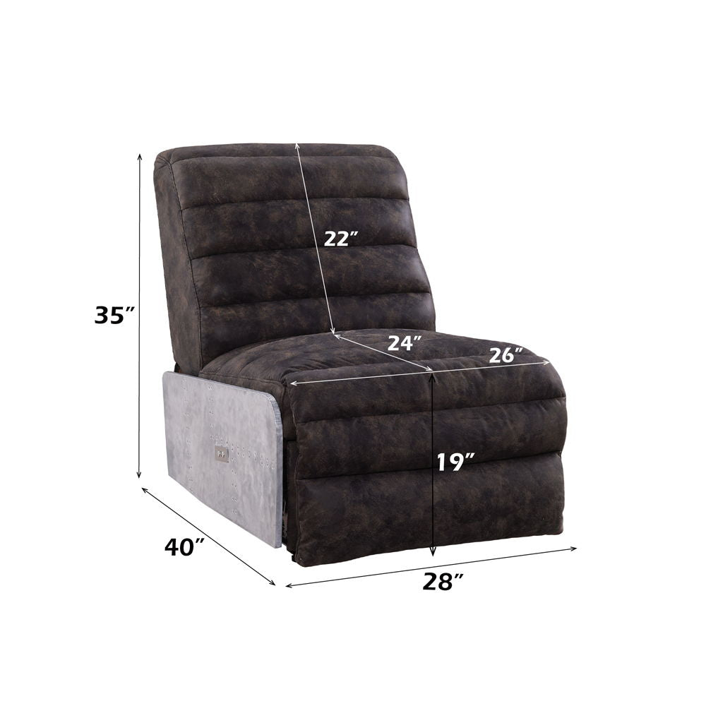Okzuil - Power Motion Recliner - Two Tone Gray Top Grain Leather & Aluminum