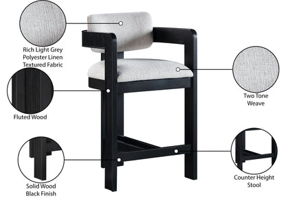 Sacha - Linen Stool With Black Base
