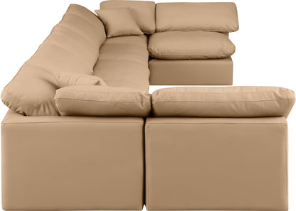 Indulge - Faux Leather 7 Piece Modular U-Shaped Sectional - Tan
