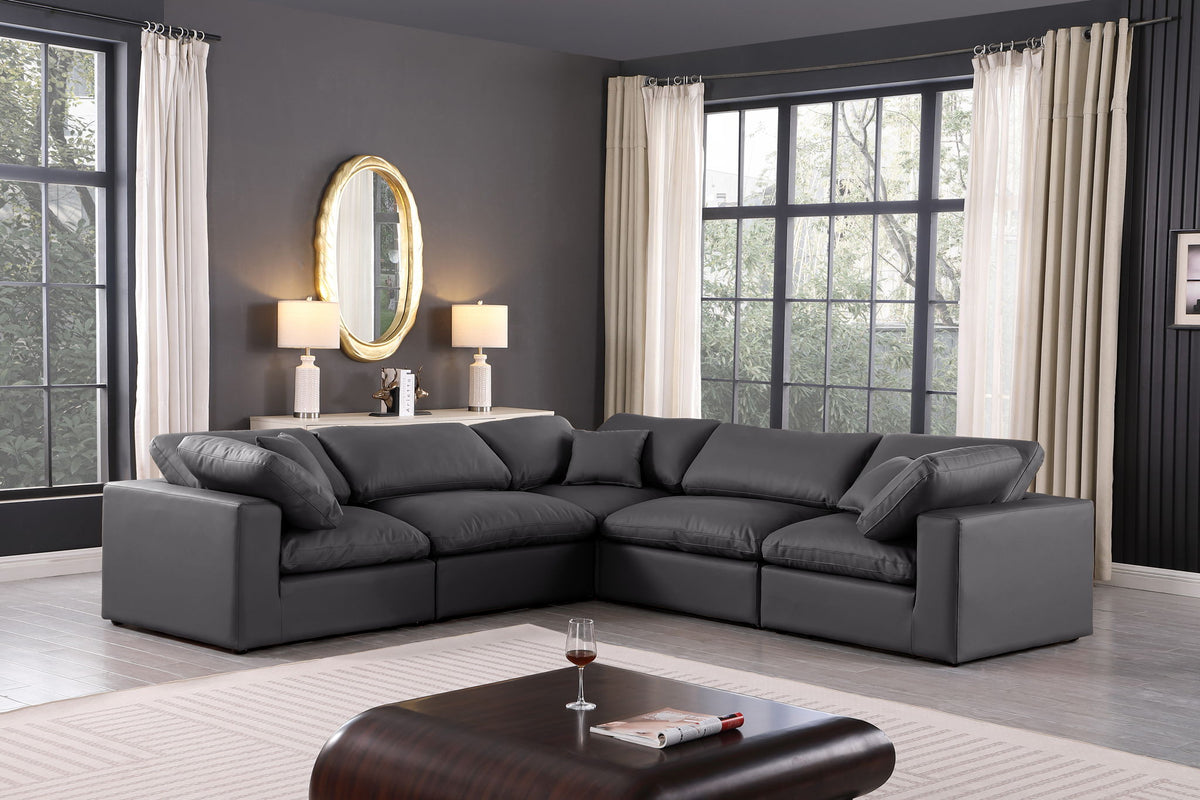 Comfy - 5 Piece Faux Leather Modular Corner Sectional