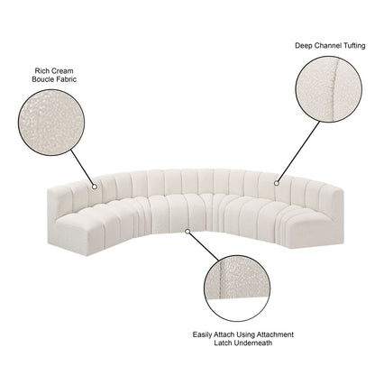 Arc - Boucle Fabric 6 Piece U-Shaped Modular Sofa