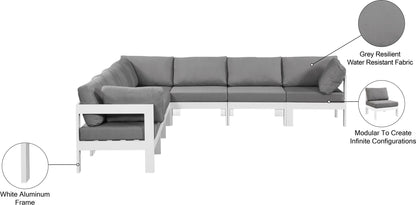 Nizuc - Outdoor Patio 7 Piece Modular Sectional With White Frame