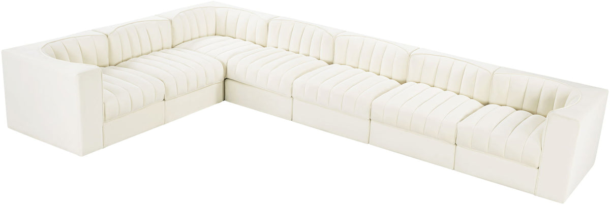 Rummi - Velvet Performance Fabric Upholstered 7 Piece Modular Sectional (With 3 Corner Chairs)