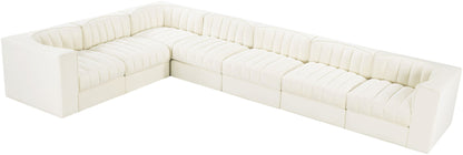 Rummi - Velvet Performance Fabric Upholstered 7 Piece Modular Sectional (With 3 Corner Chairs)