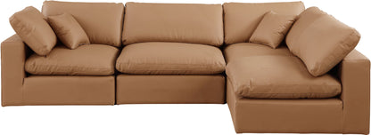 Comfy - 4 Piece Faux Leather Modular Armless Sectional