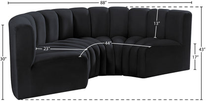 Arc - Velvet 4 Piece U-Shaped Modular Sofa