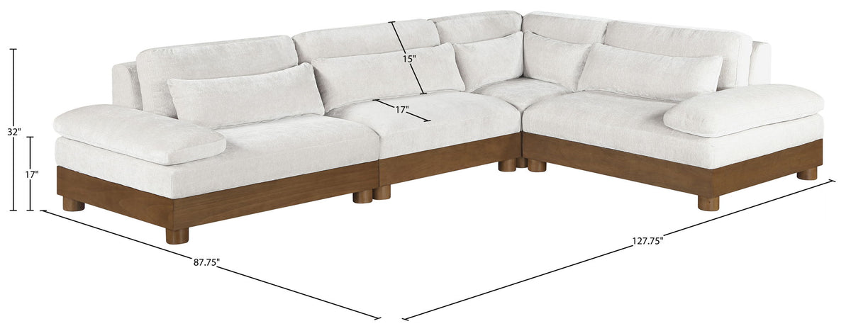 Turin - Chenille Fabric Upholstered Modular Sectional - Cream
