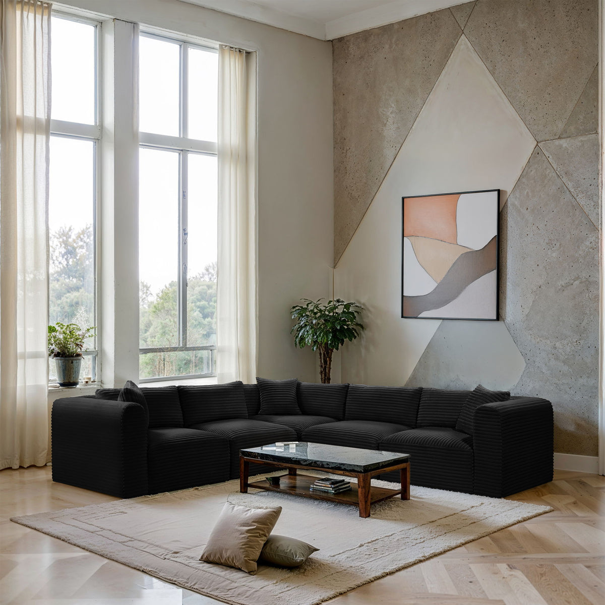 Shaggy - 5 Piece Modular Corner Sectional