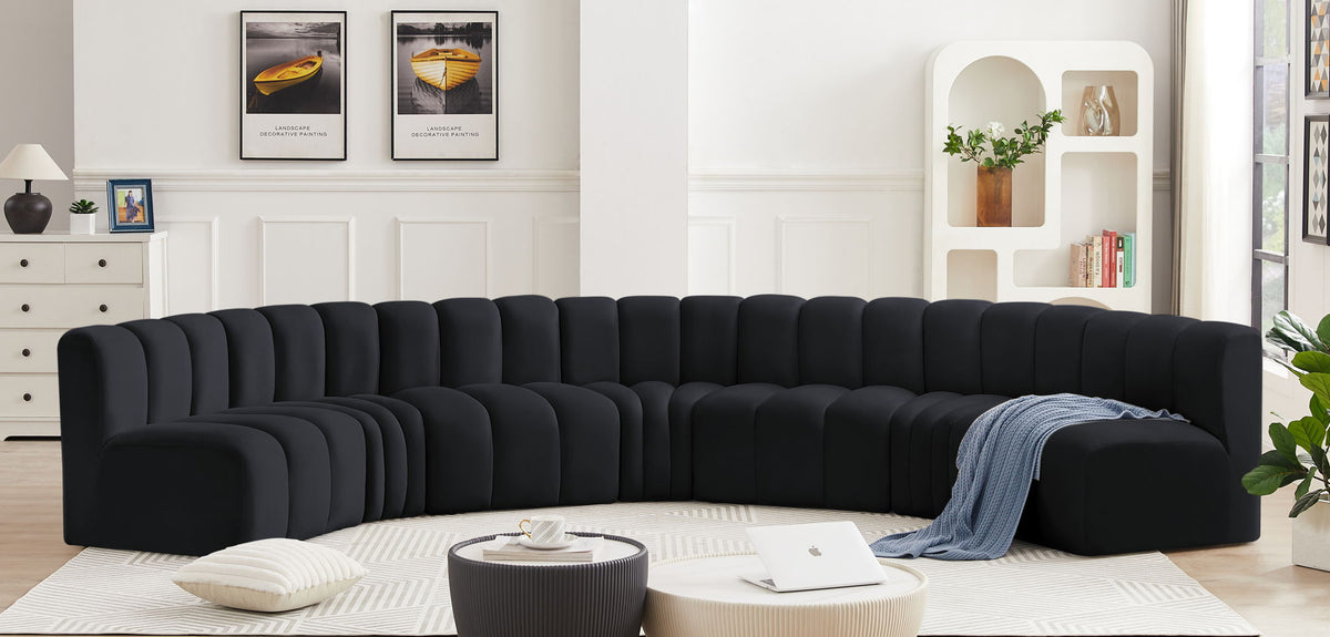 Arc - Velvet 7 Piece U-Shaped Modular Sofa
