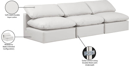 Indulge - Faux Leather 3 Seat Modular Armless Sofa