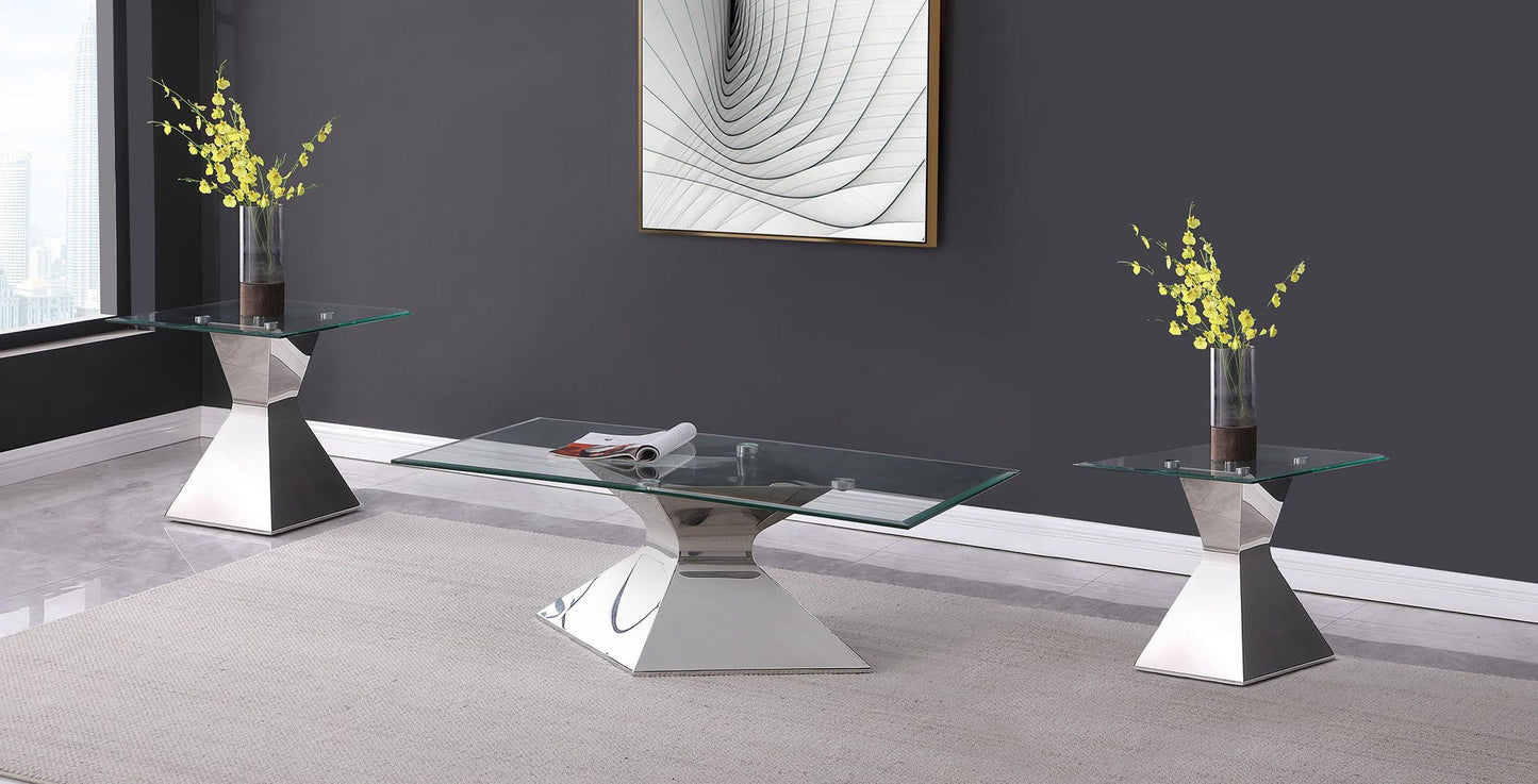 Jenny 3-piece Rectangular Coffee and End Table Set Chrome