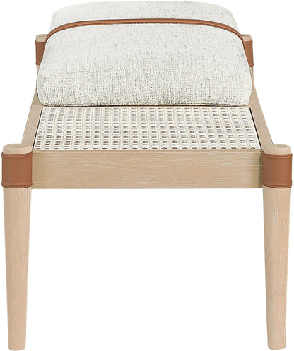 Nara - Linen Textured Fabric Upholstered Bench - Painted Natural