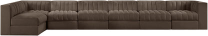 Rummi - Velvet Performance Fabric Upholstered 7 Piece Modular Sectional, L-Shaped (Right)