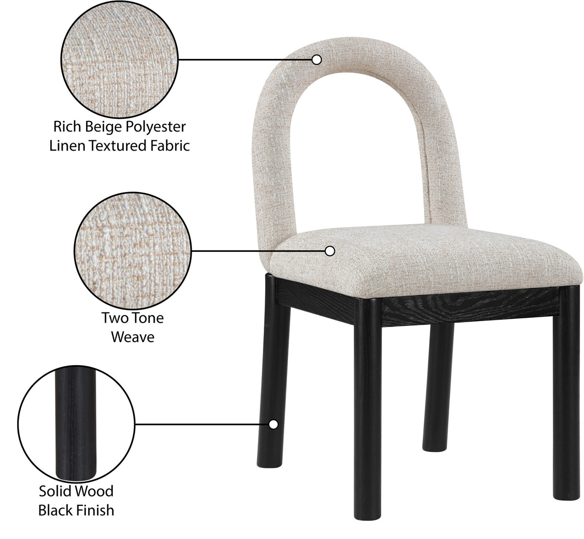 Conrad - Linen Dining Chair With Black Legs