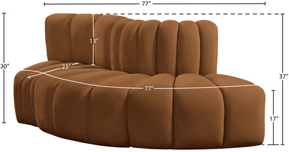 Arc - Velvet 3 Piece Modular Sofa - Saddle