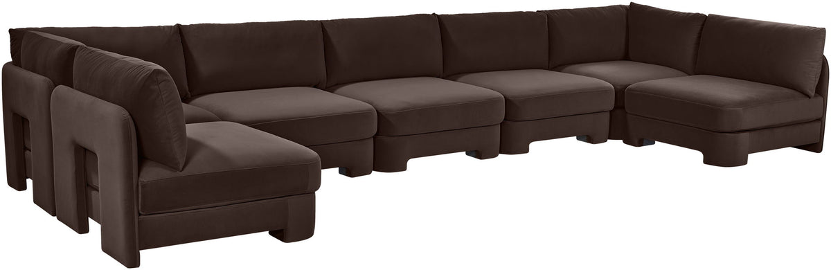 Hammond - Velvet Performance Fabric Upholstered 7 Piece U-Shaped Armless Sectional
