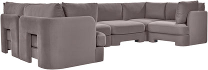 Hammond - Velvet Performance Fabric Upholstered 6 Piece U-Shaped Sectional