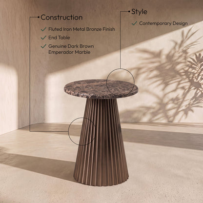 Cindra - Genuine Marble Top And Iron Base Table