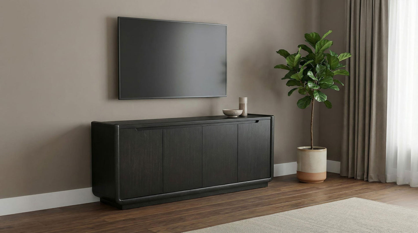 Leandro 72-inch 4-door TV Stand Media Console Burnished Black