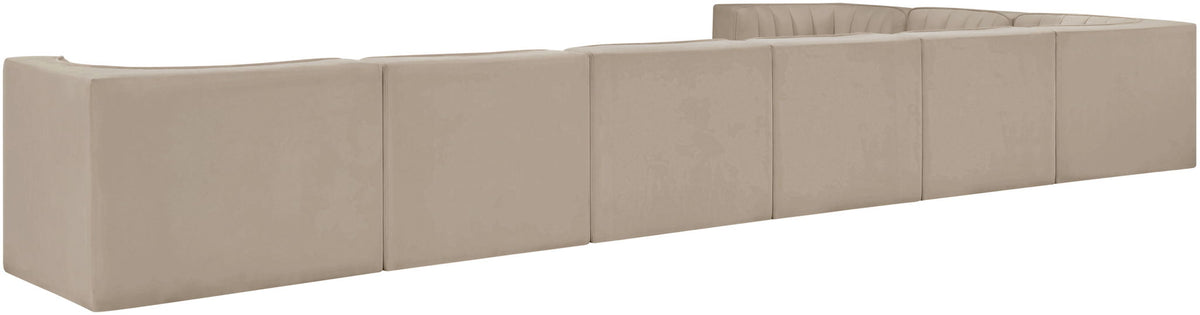 Rummi - Velvet Performance Fabric Upholstered 8 Piece Modular Sectional (With 3 Corner Chairs)