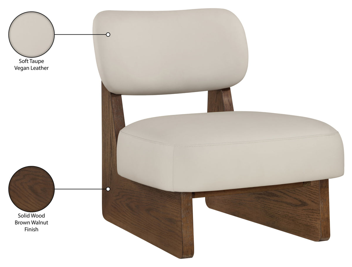 Vetra - Vegan Leather Upholstered Accent Chair - Taupe / Painted Brown