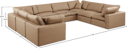 Comfy - 8 Piece Faux Leather Modular Sectional - Tan