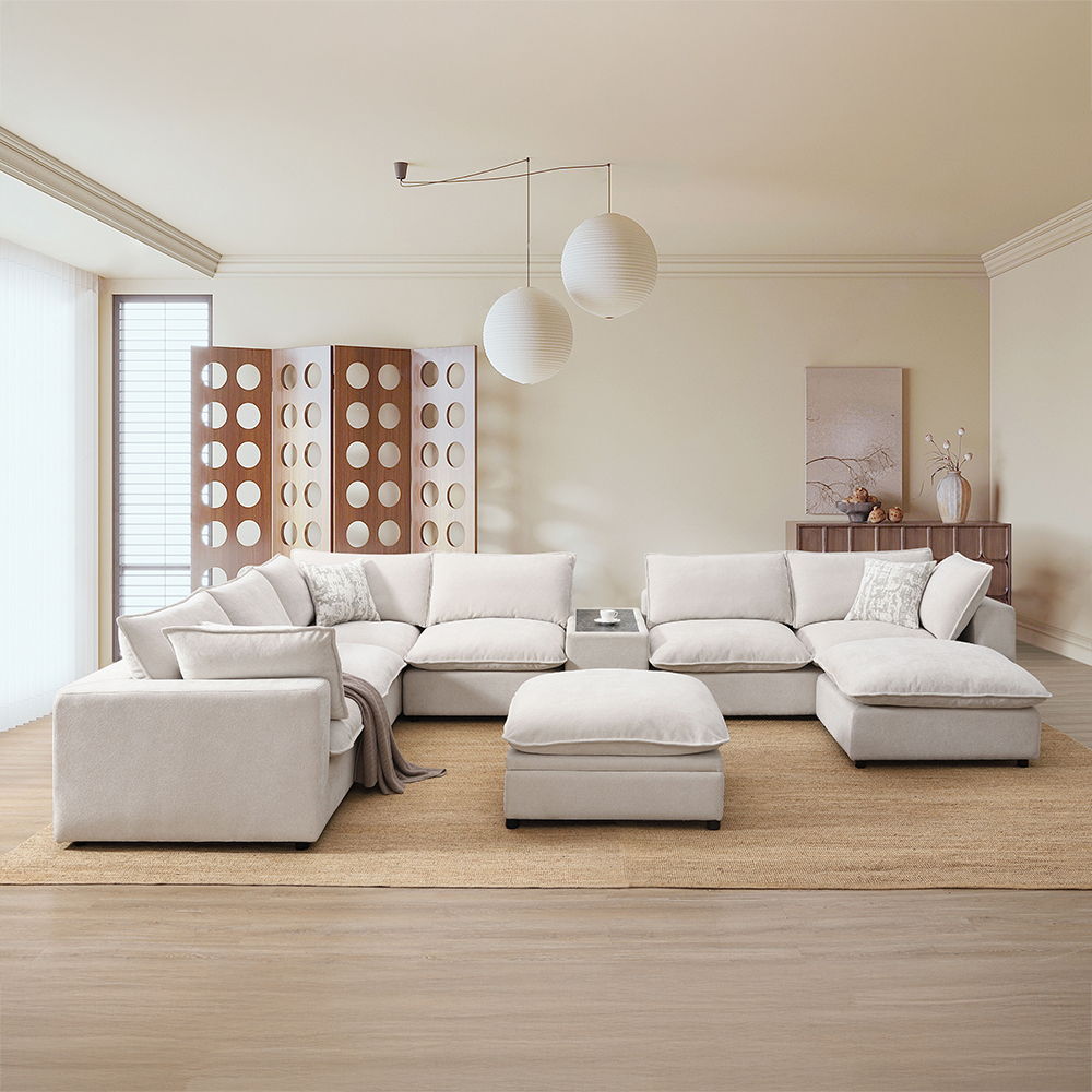 Marisa - Modular Armless Chair - Beige Boucle