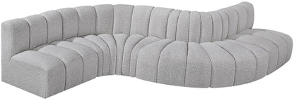 Arc - Boucle Fabric 6 Piece Curved Modular Sofa