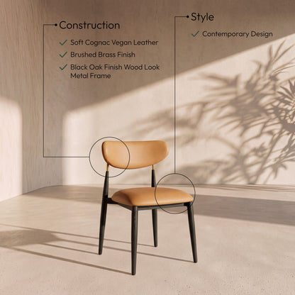 Ronda - Vegan Leather Upholstered Dining Side Chair - Black Legs