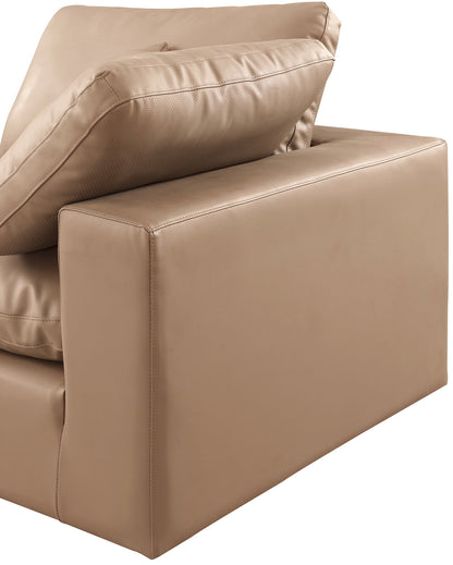 Comfy - 7 Piece Faux Leather Modular Armless Sectional - Tan