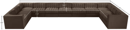 Rummi - Velvet Performance Fabric Upholstered 11 Piece Modular Sectional