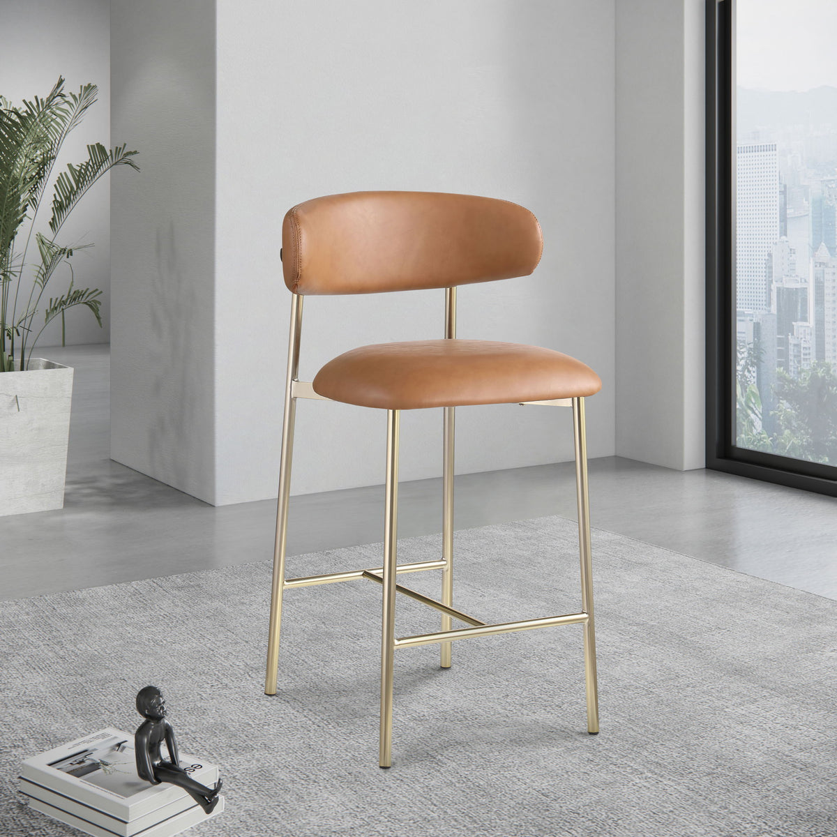 Lupita - Counter Stool With Brushed Gold Frame (Set of 2)