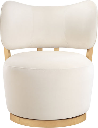 Elara - Velvet Upholstered Swivel Accent Chair - Stained Natural