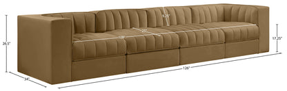 Rummi - Velvet Performance Fabric Upholstered 4 Piece Modular Sofa