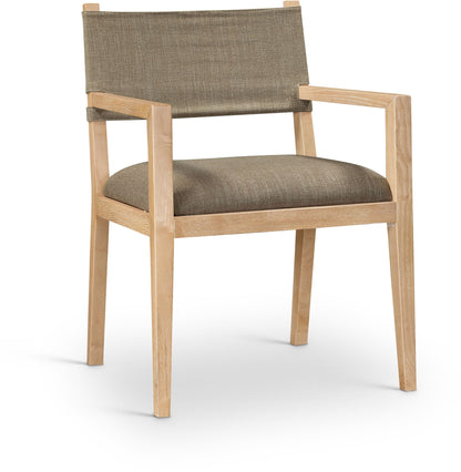 Avon - Linen Textured Performance Fabric Upholstered Dining Arm Chair