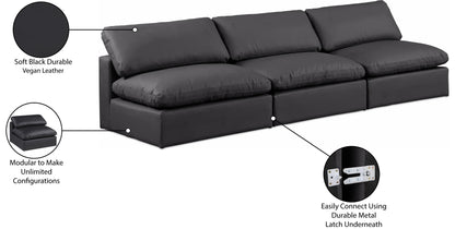 Comfy - Faux Leather Modular Armless Sofa 3 Seats